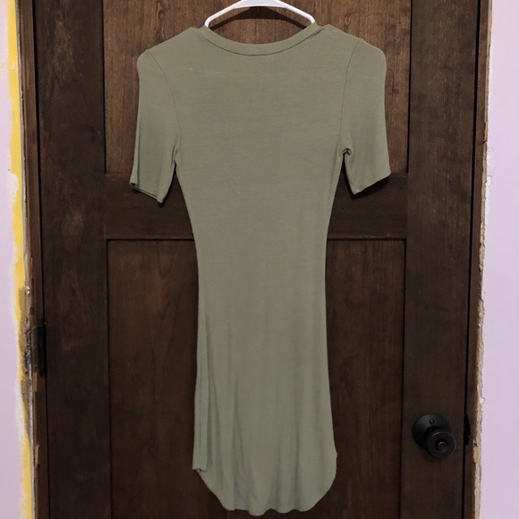 Green Ribbed Bodycon Dress - Picture 5 of 6
